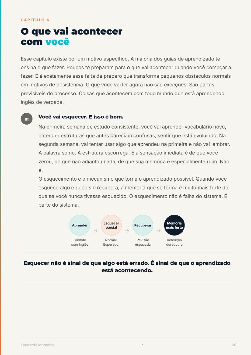 Página sobre como o esquecimento faz parte da aprendizagem